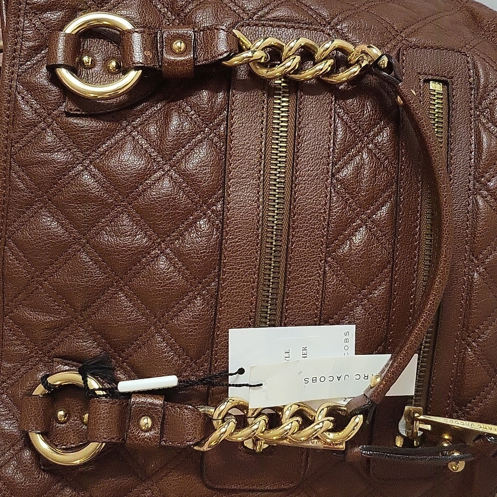Marc Jacobs Brown Leather Quilte Classic Leather Zippers Tote Bag - Picture 6 of 14